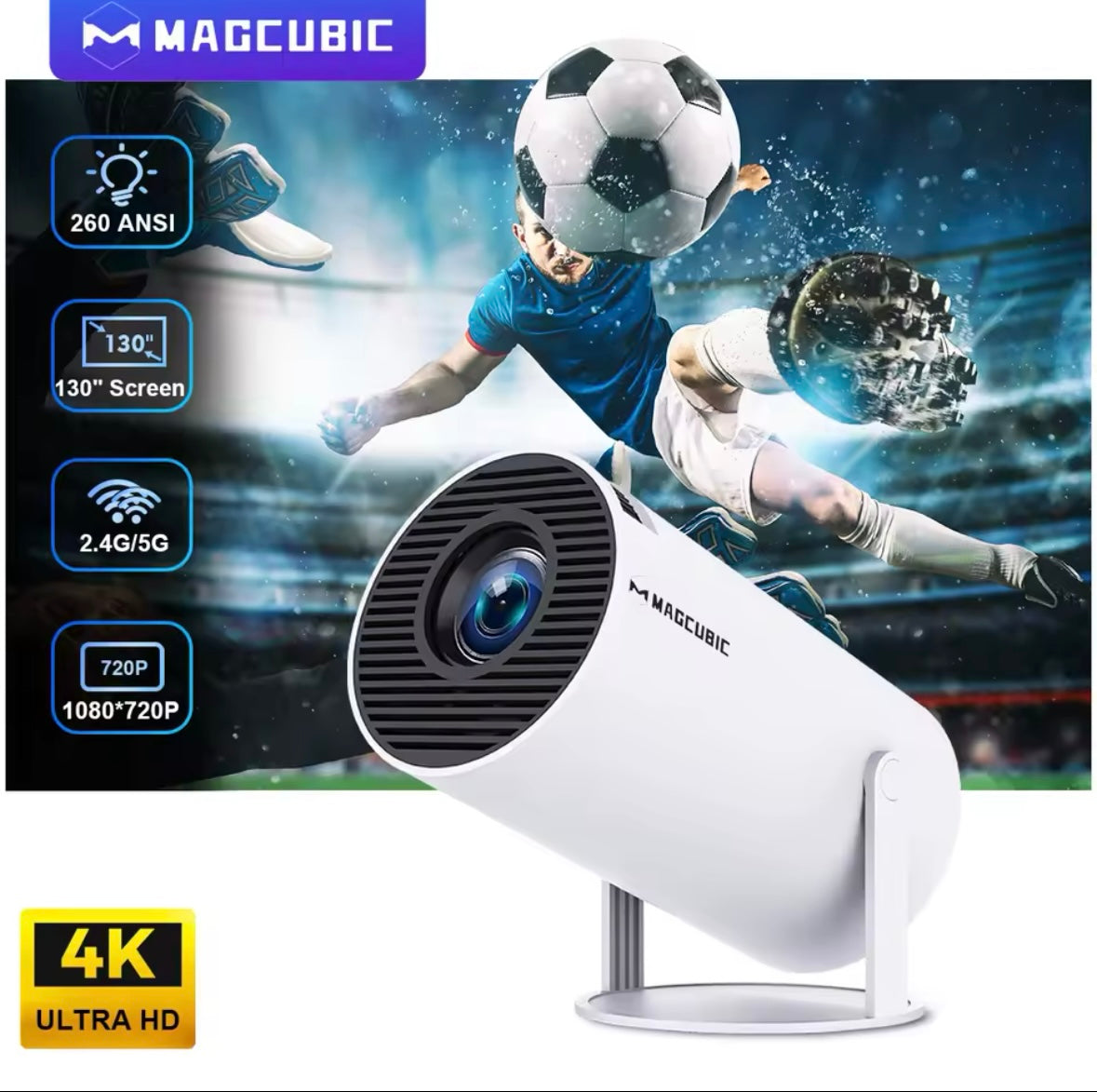 Magcubic Projector HY300 PRO 4K Android 11 Dual
Wifi6 260ANSI Allwinner H713 BT5.0 1080P 1280*720P Home Cinema Outdoor Projetor