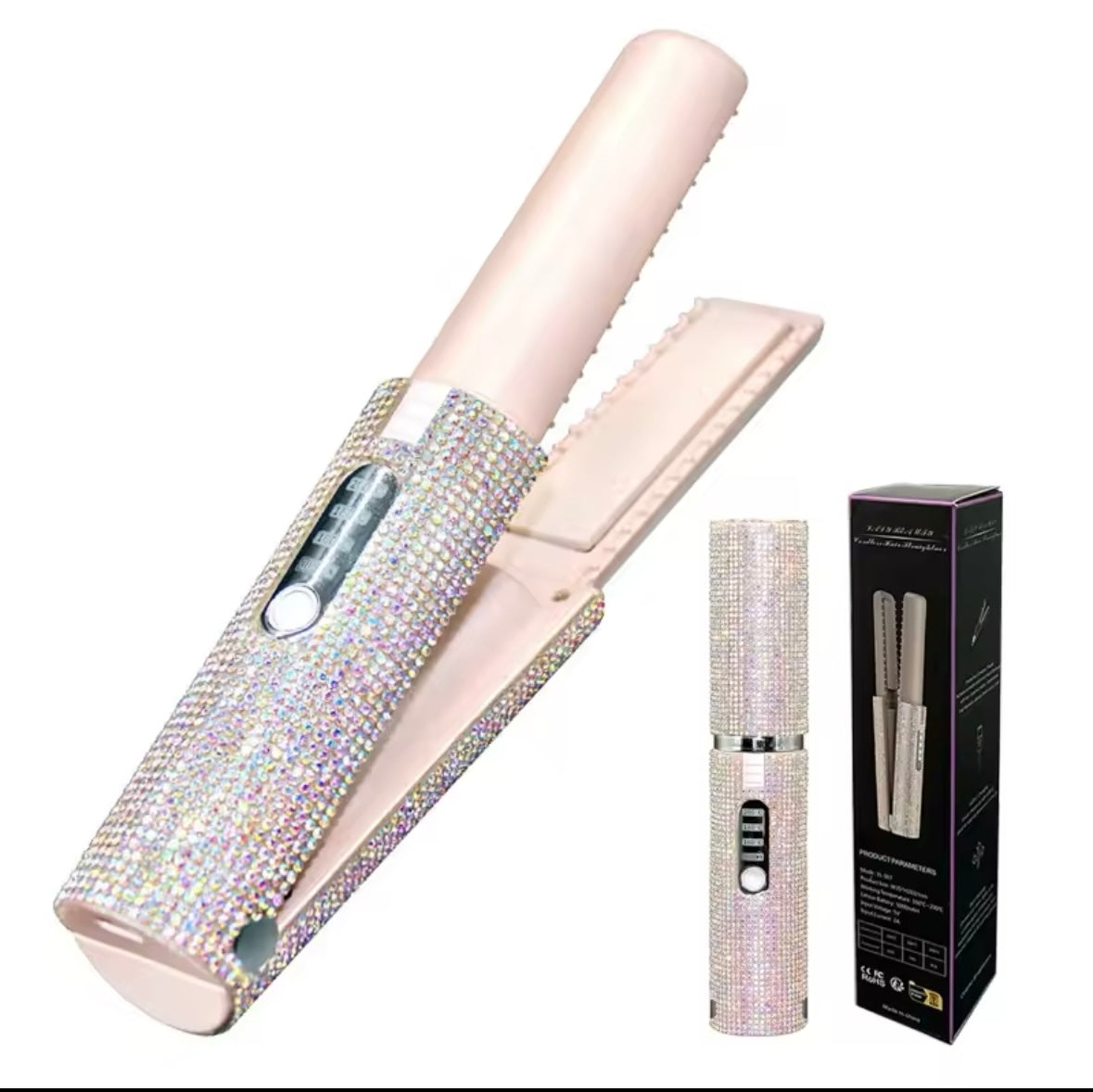 2-IN-1 Electric USB Hair Straightener Curler Fashion
Colored Diamond Design Wireless Travel Hair
Straightening Styler Brush